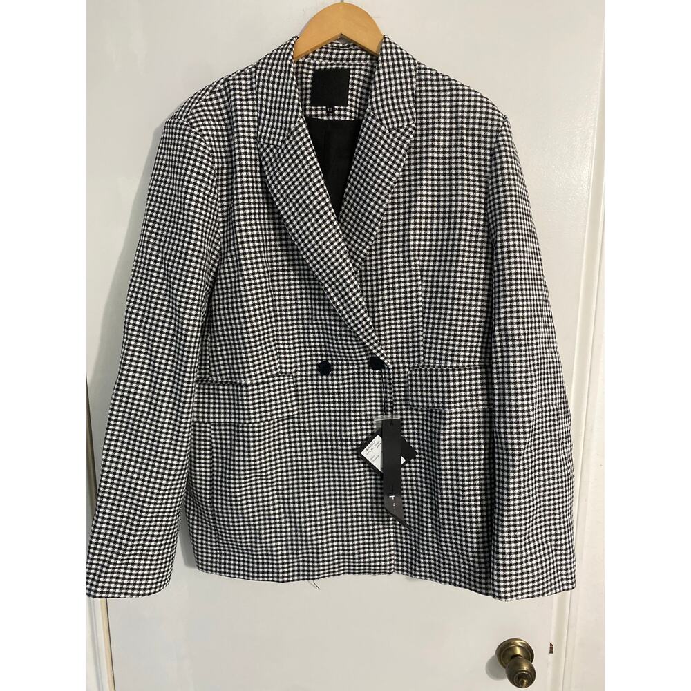 Minaself blazer jacket women’s size XXL black white houndstooth NEW lined